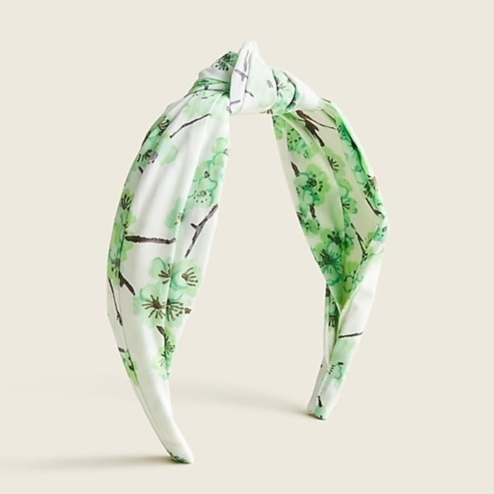 J. Crew Green Floral Knot Headband